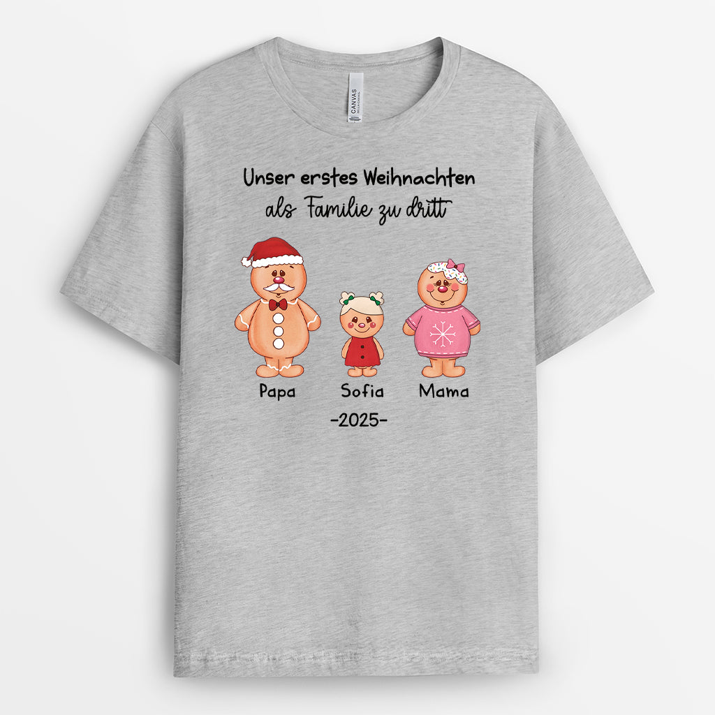 5354AGE2 unser erstes weihnachten lebkuchenmann t shirt familie personalisieren 5354ATTZI