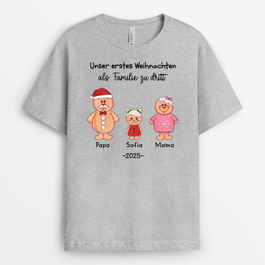 5354AGE2 unser erstes weihnachten lebkuchenmann t shirt familie personalisieren 5354ATTZI