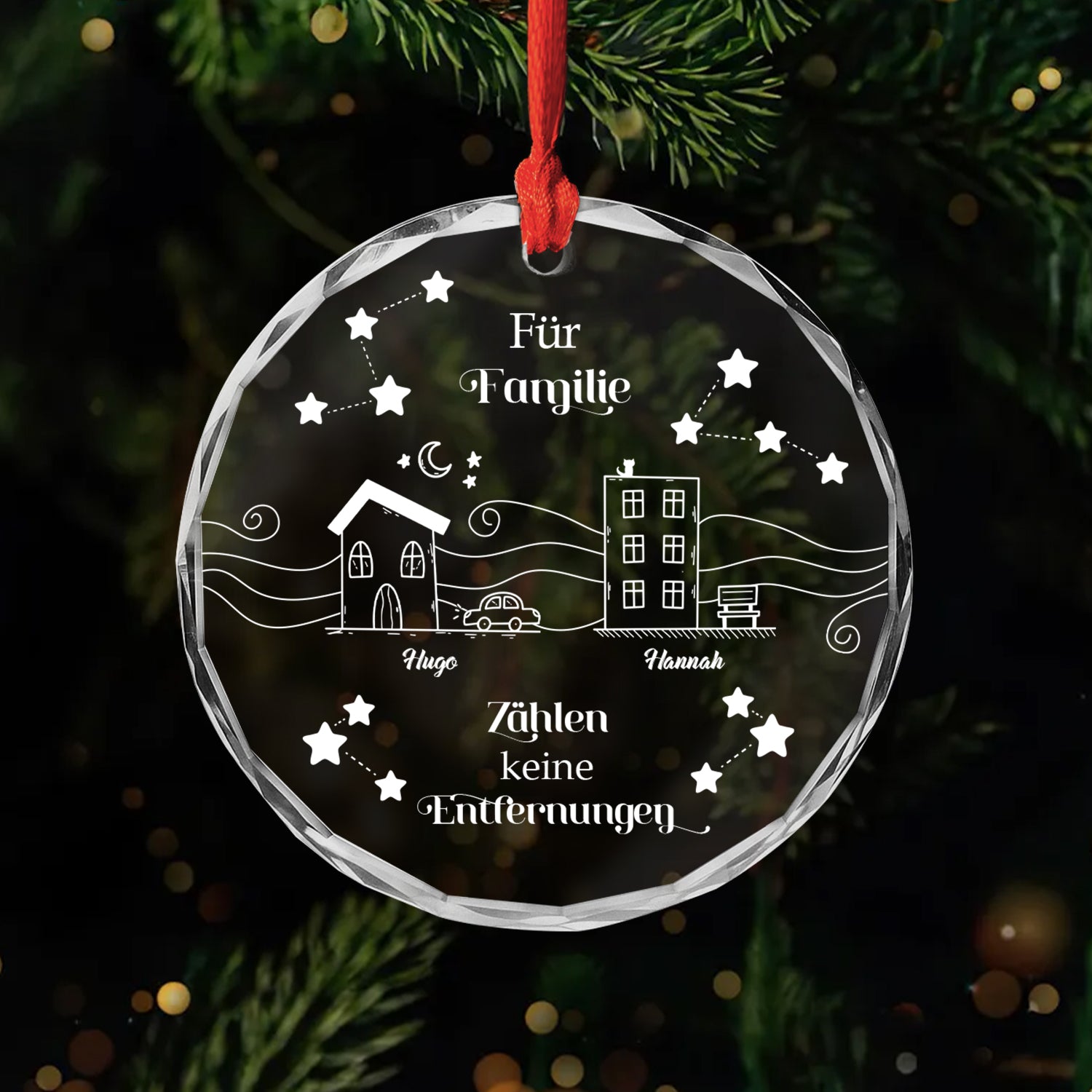 5357OGE1 wenn man familie ist spielen die kilometer keine rolle personalisierte glas ornamente familie freunde 5357OTQCI