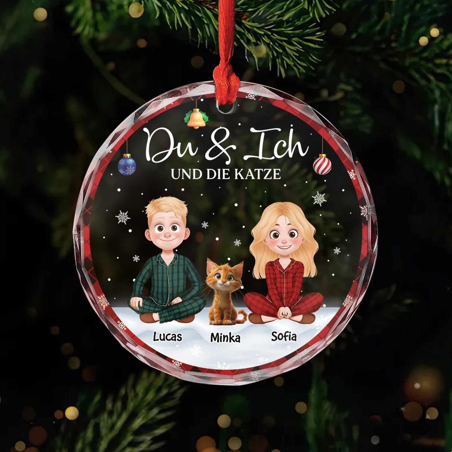 5360OGE1 du ich und die katzen personalisierter weihnachtsschmuck_ aus glas fur paar katzen 5360OKYZD