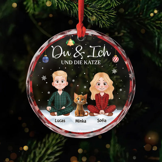 5360OGE1 du ich und die katzen personalisierter weihnachtsschmuck_ aus glas fur paar katzen 5360OKYZD