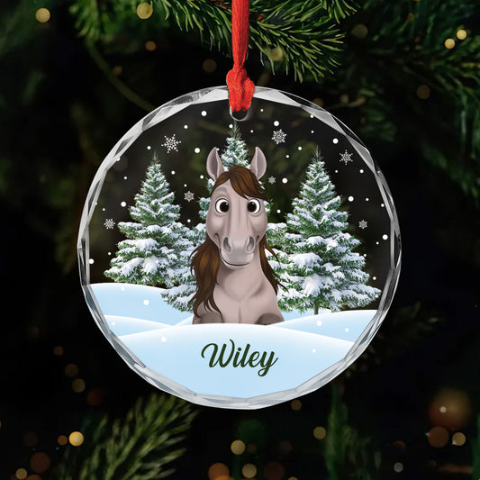 5379OGE1 pferd weihnachtsbaum personalisierter weihnachtsschmuck_ aus glas pferde mit foto 5379OKTMU