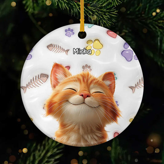 5382OGE1 katzen pfoten fischgrate personalisierte keramik ornamente katze 5382O3KAD