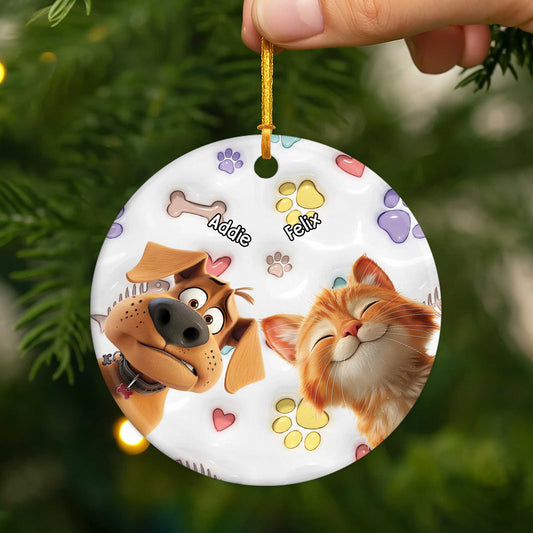 5382OGE2 katzen pfoten fischgrate personalisierte keramik ornamente katze 5382O3KAD