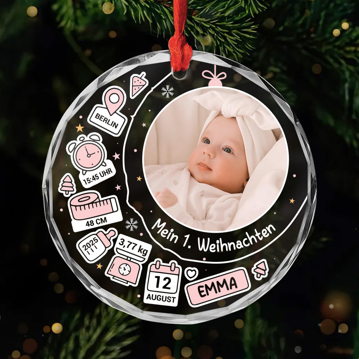 5400OGE1 mein erstes weihnachten personalisierter weihnachtsschmuck_ aus glas baby mit foto 5400O3QTK