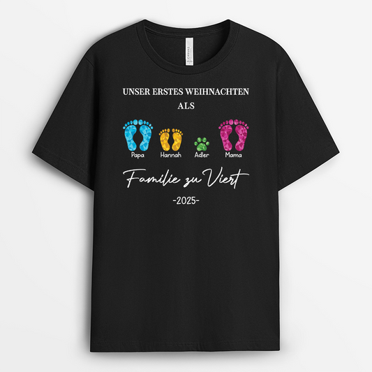 5401AGE1 unser erstes weihnachten fussabdruck t shirt familie personalisieren 5401A3ZQI