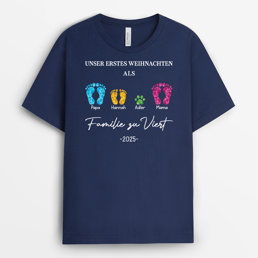 5401AGE2 unser erstes weihnachten fussabdruck t shirt familie personalisieren 5401A3ZQI