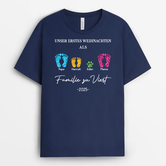 5401AGE2 unser erstes weihnachten fussabdruck t shirt familie personalisieren 5401A3ZQI