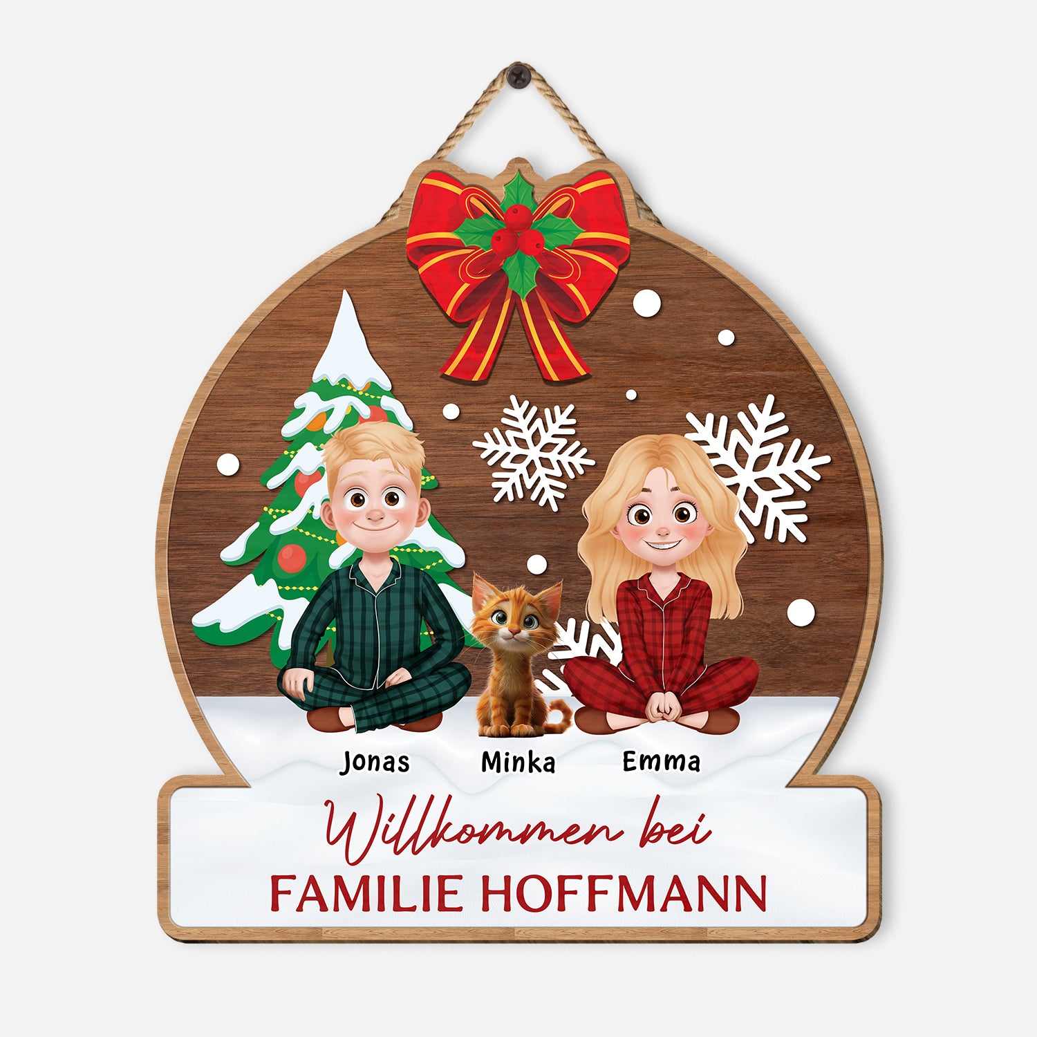 5409QGE1 willkommen bei holzschild personalisiert_ katzen zu weihnachten 5409QKZND