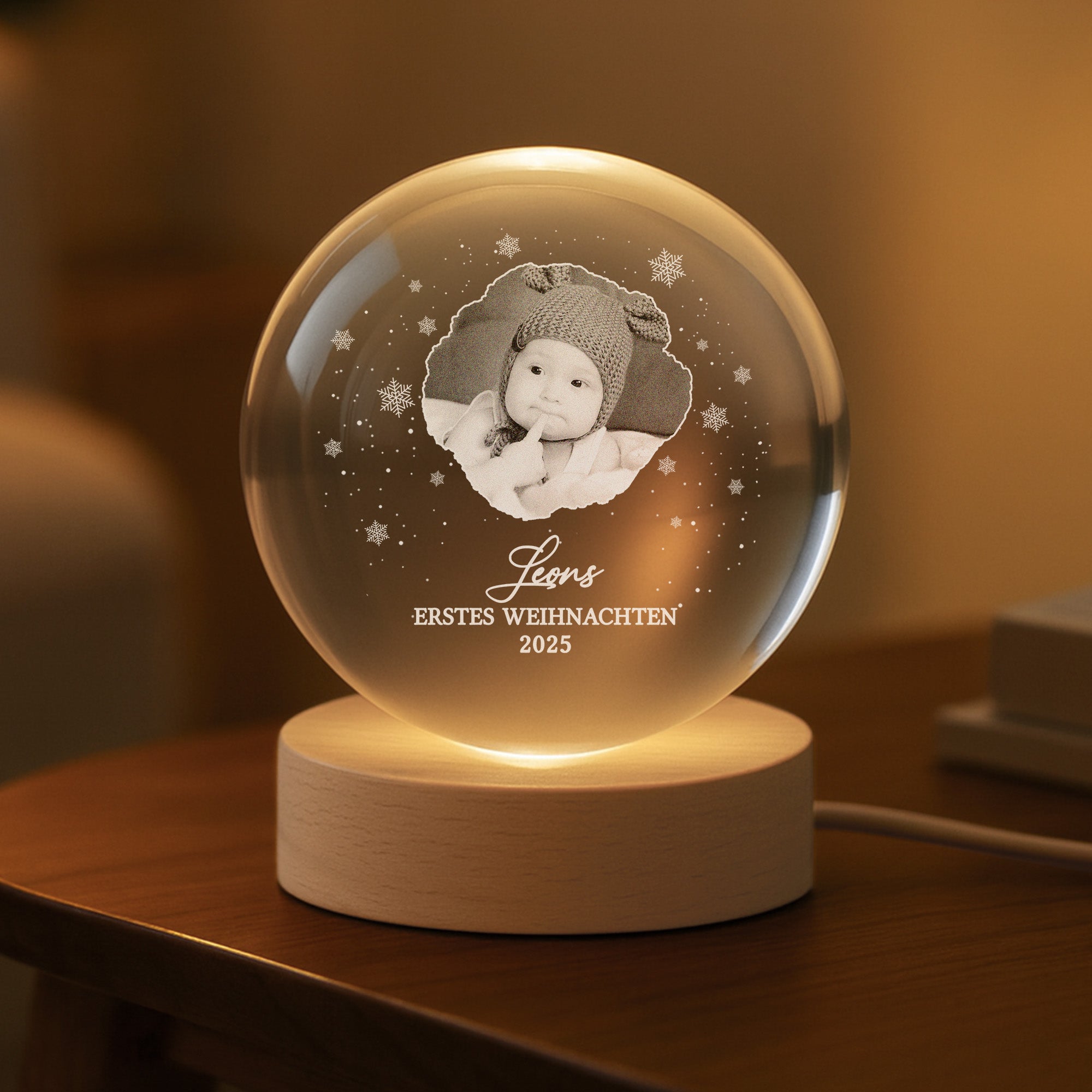 5413LGE2 erstes weihnachten kristallkugel personalisiert baby mit foto 5413LKM5K