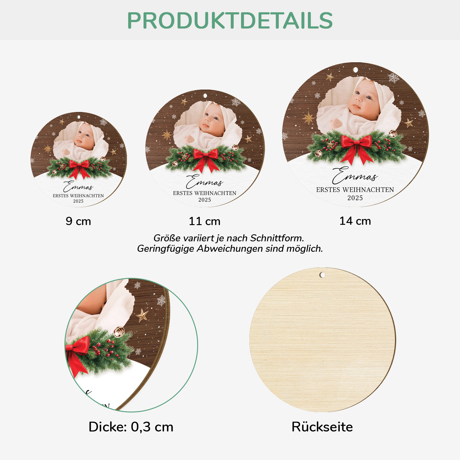 5413OGE3 erstes weihnachten personalisierte 1 schicht holz ornamente baby mit foto 5413OKT5K