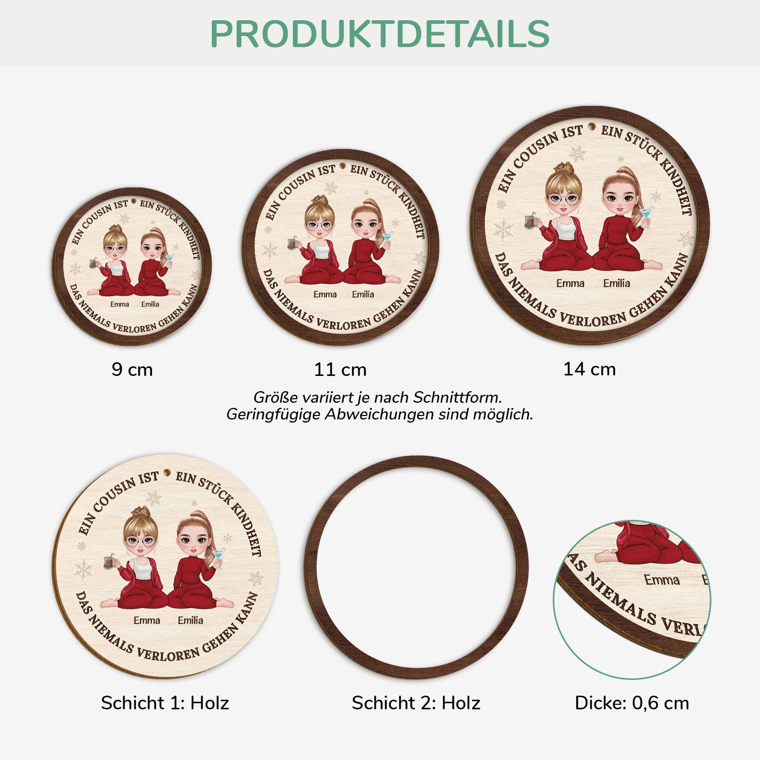 5422OGE3 ein cousin ist ein stuck kindheit personalisierte 2 schicht holz ornamente weihnachten geschwister 5422O6TAF