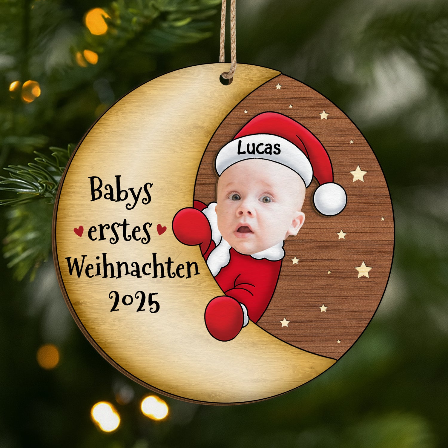 5433OGE1 babys erstes weihnachten personalisierte 2 schicht holz ornamente weihnachten mit foto_ 5433O8QNK