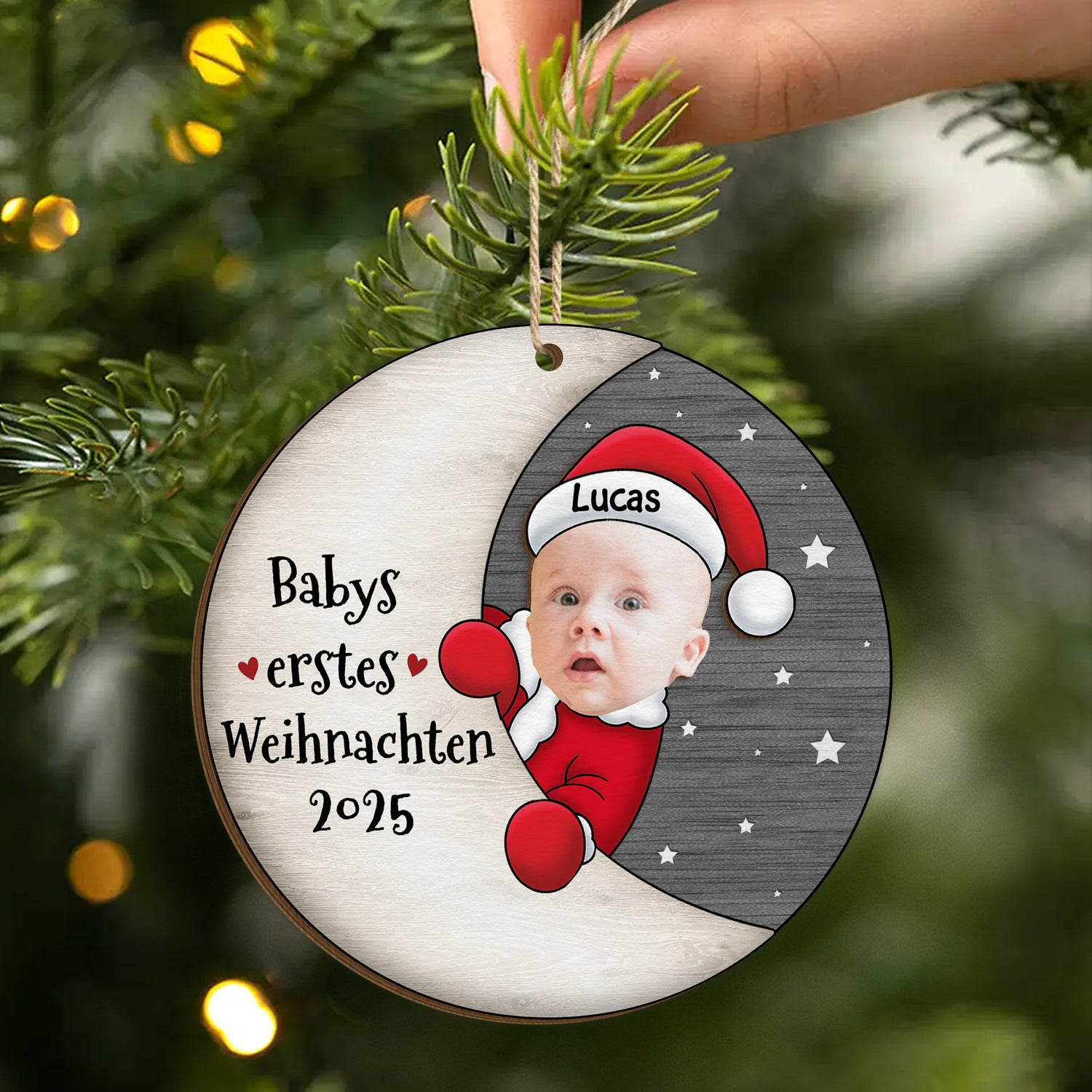 5433OGE2 babys erstes weihnachten personalisierte 2 schicht holz ornamente weihnachten mit foto_ 5433O8QNK_e5132532 8d79 41f3 a0d0 2980ae4f7d6f