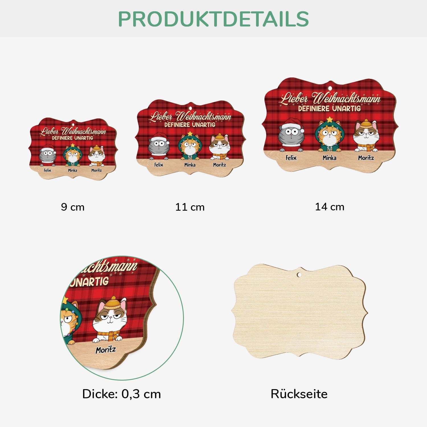 5434OGE3 lieber weihnachtsmann personalisierte 2 schicht holz ornamente weihnachten katze 5434OTLAD
