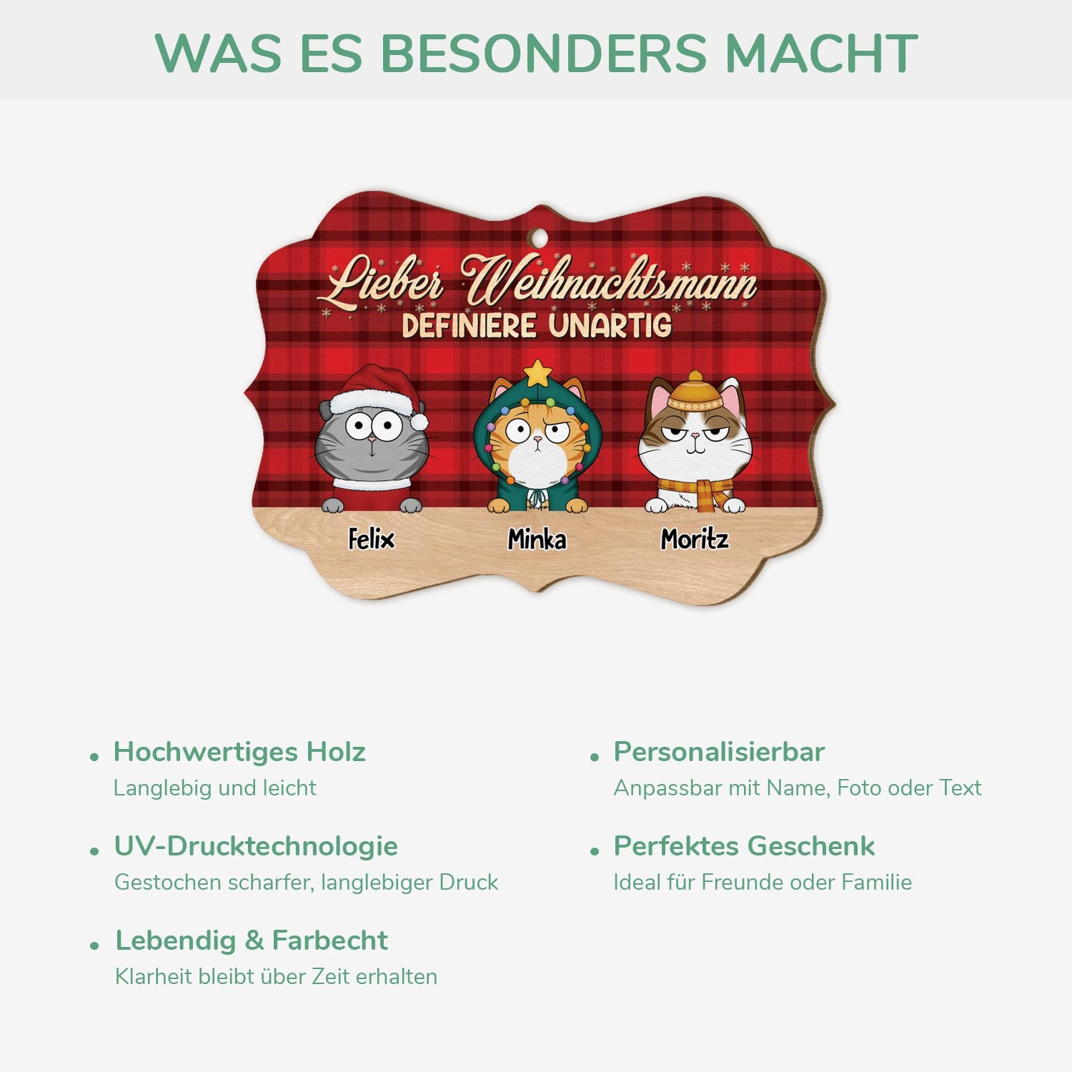 5434OGE4 lieber weihnachtsmann personalisierte 2 schicht holz ornamente weihnachten katze 5434OTLAD