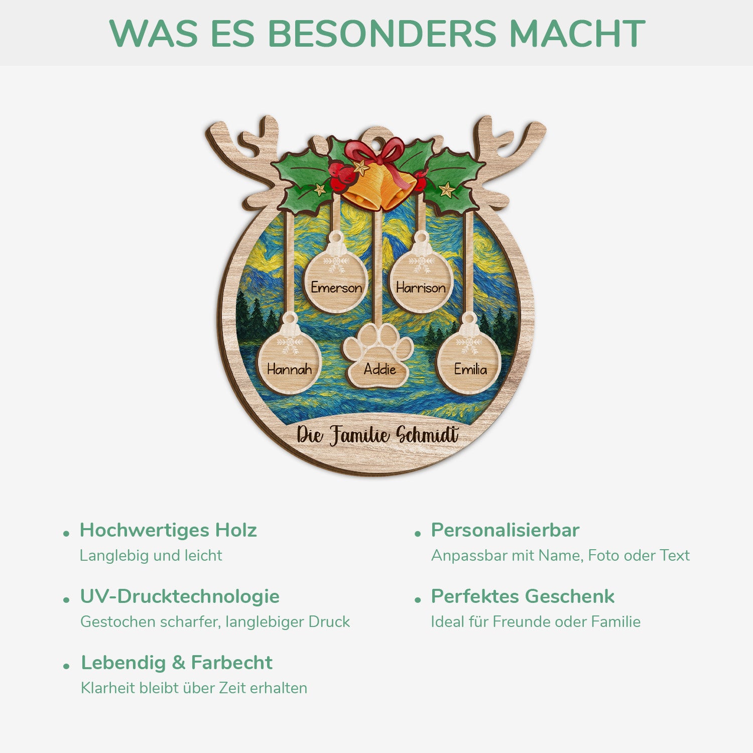 5440OGE4 unsere familie rentier personalisierte 2 schicht holz ornamente weihnachten 5440O8ZQI