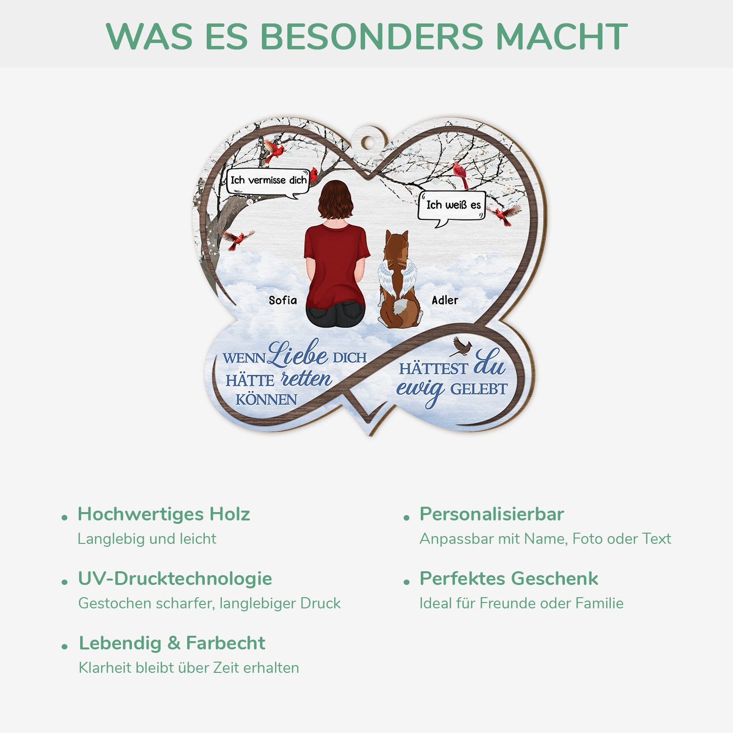 5445OGE4 spruche gedenken hund personalisierte 1 schicht holz ornamente 5445OKVZC