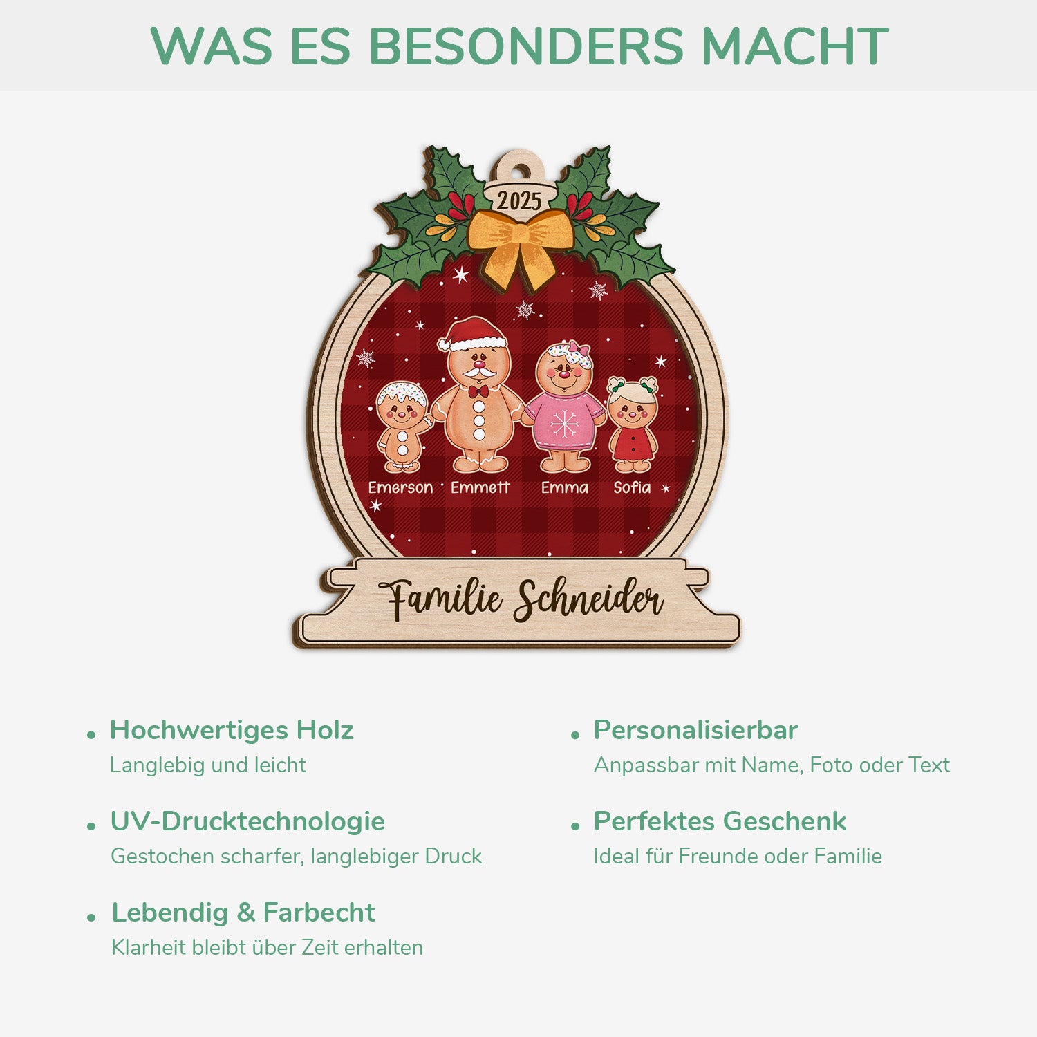 5462OGE4 lebkuchen familie_ personalisierte 2 schicht holz ornamente weihnachten 5462OTTQI
