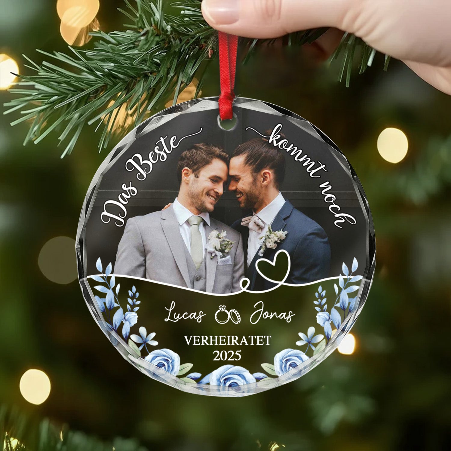 5473OGE2 das beste kommt noch personalisierte glas ornamente paar zur hochzeit mit foto 5473O3PTG