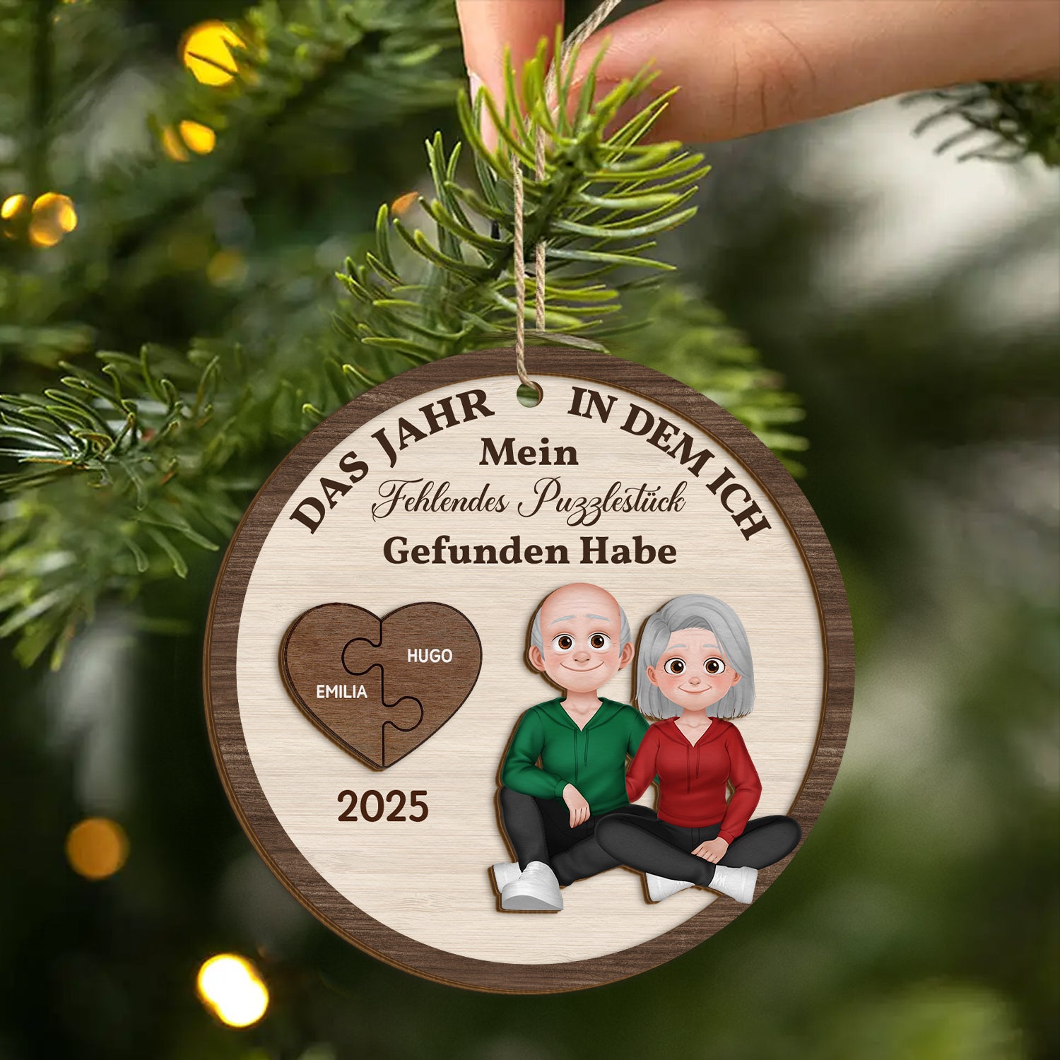 5474OGE2 fehlendes puzzlestuck gefunden_ personalisierte 2 schicht holz ornamente paar weihnachten 5474O8HCG