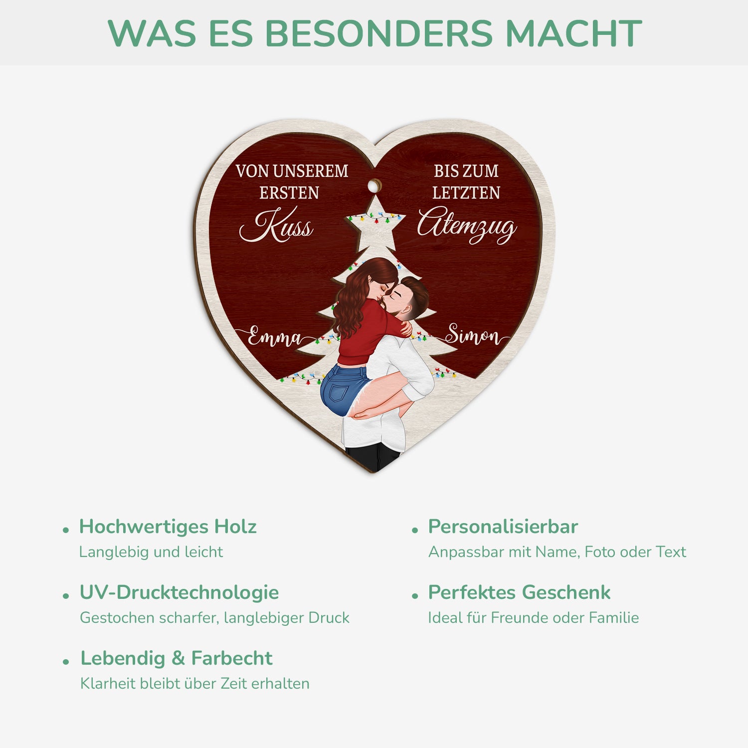 5485OGE4 von unserem ersten kuss bis zu unserem letzten atemzug_ personalisierte 2 schicht holz ornamente paar weihnachten 5485OKQNG