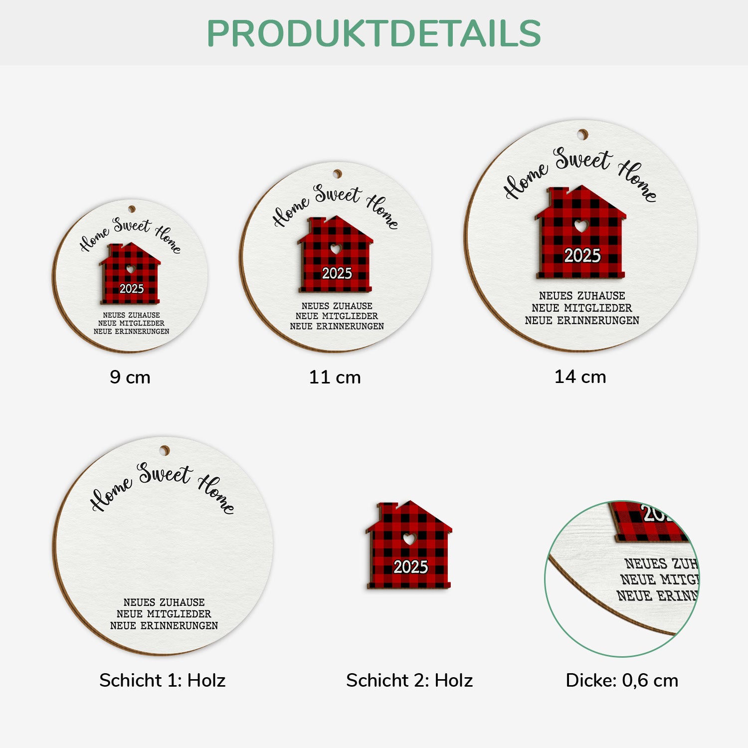 5499QGE3 neues zuhause neue mitglieder neue erinnerungen personalisierte 2 schicht holz ornamente familie 5499Q6TAI