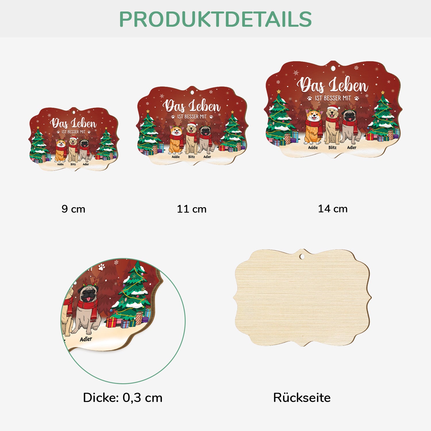 5511OGE3 das leben ist besser mit hunden personalisierte 1 schicht holz ornamente weihnachten 5511OTLMC
