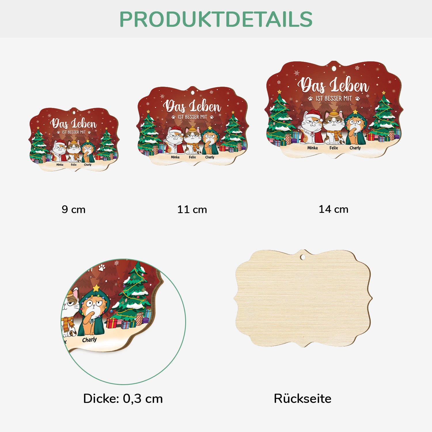 5511OGE3 das leben ist besser mit katzen personalisierte 1 schicht holz ornamente weihnachten 5511OTLMD