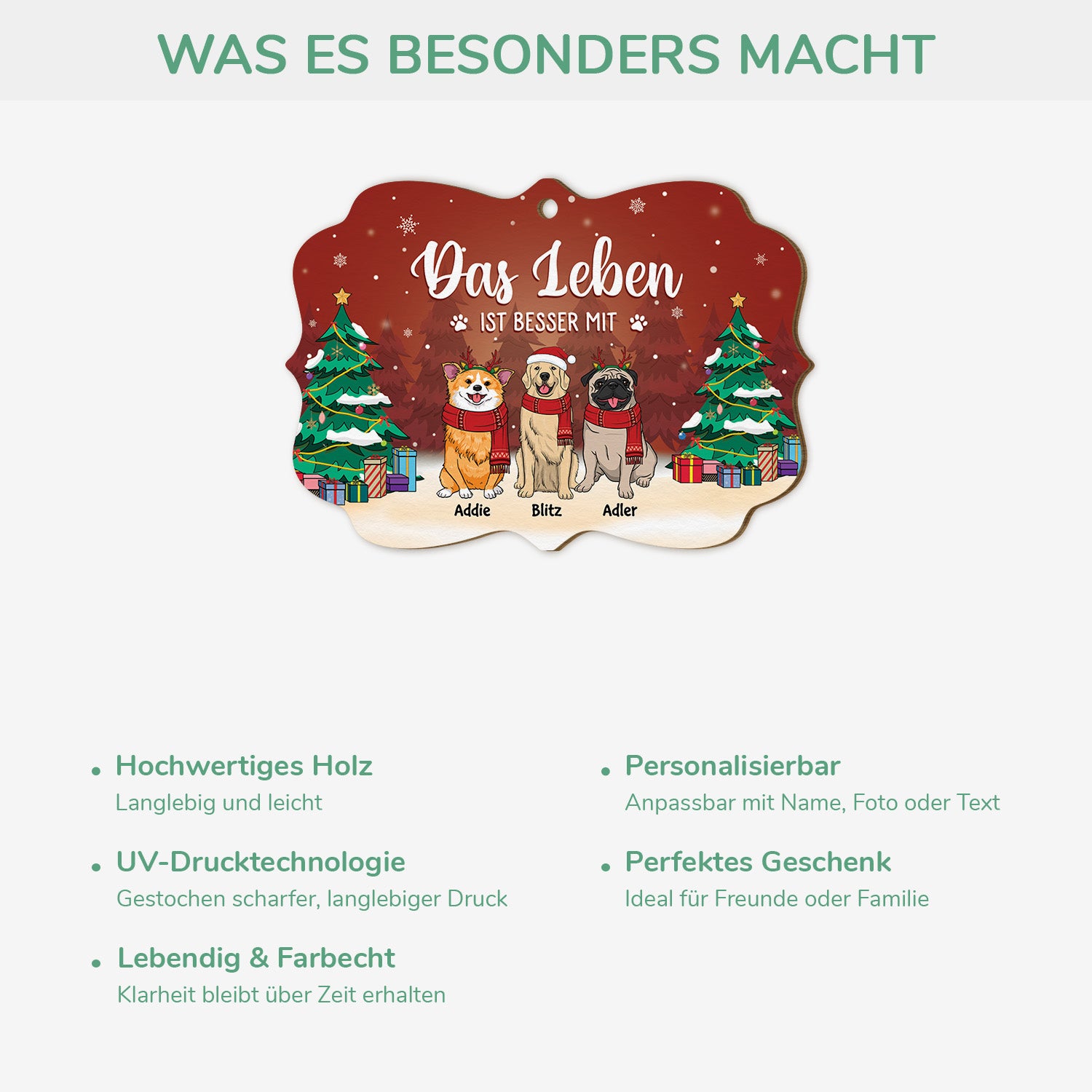 5511OGE4 das leben ist besser mit hunden personalisierte 1 schicht holz ornamente weihnachten 5511OTLMC