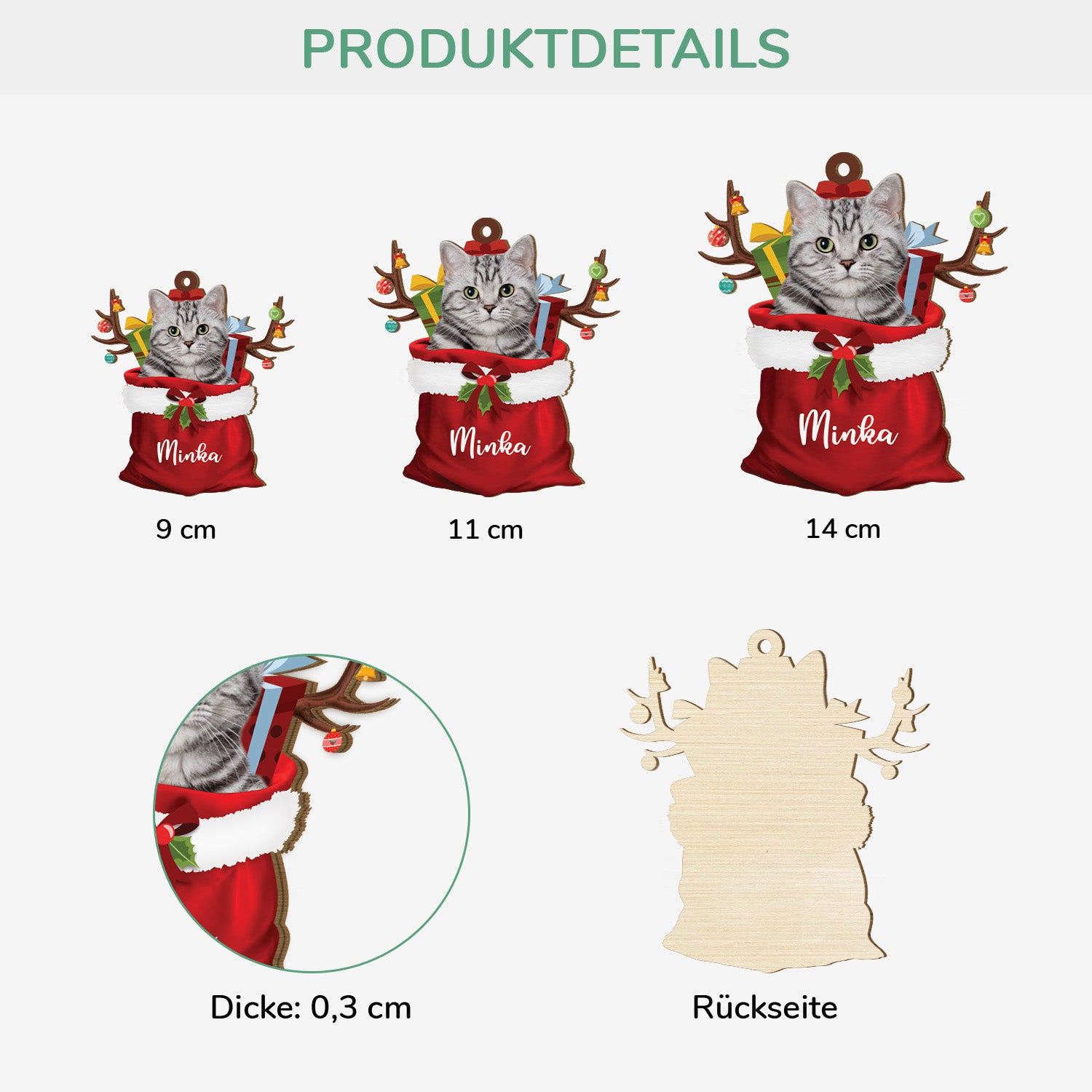 5522OGE3 katze mit foto_ nikolaussack personalisierte 1 schicht holz ornamente weihnachten 5522O8LAD