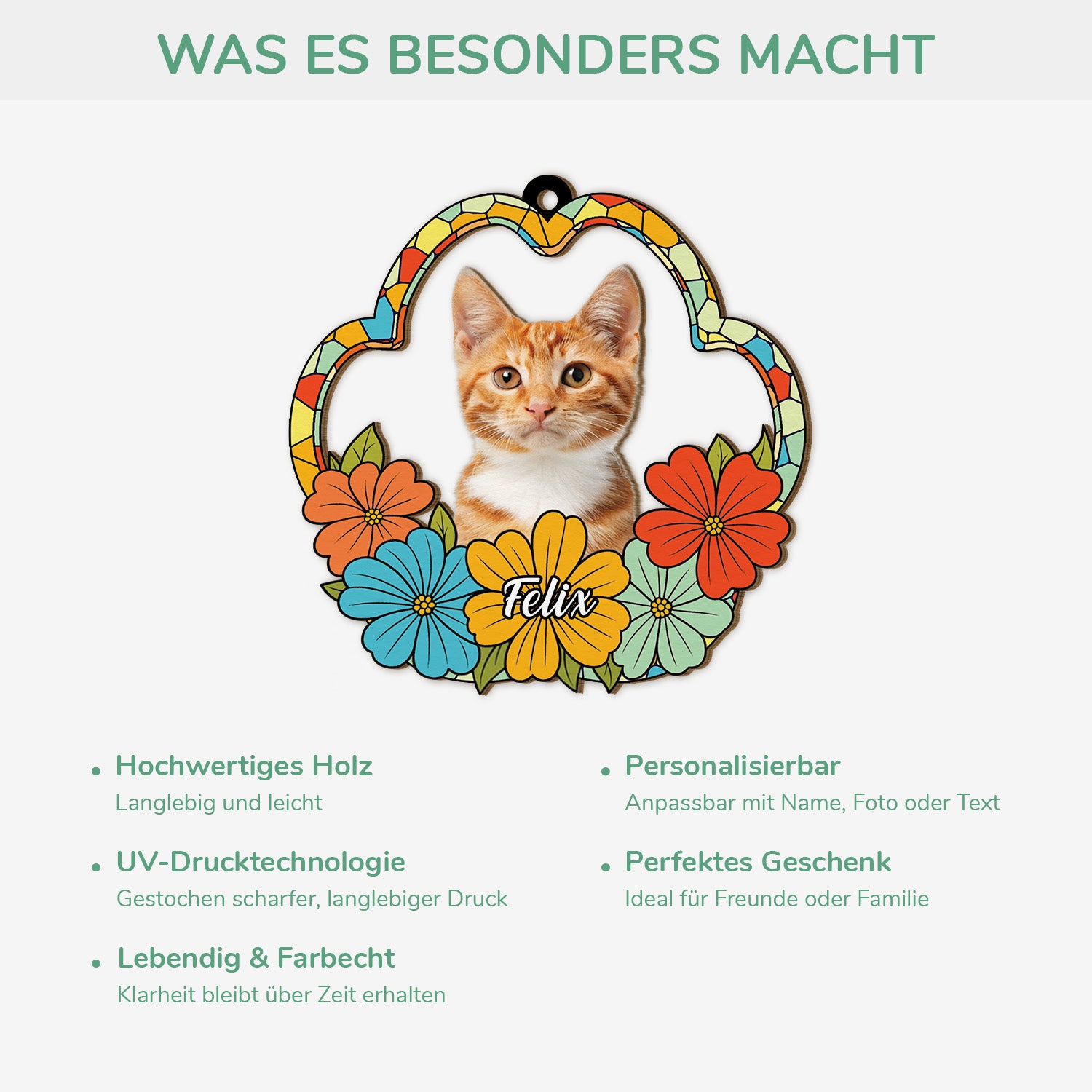 5542OGE4 katze blumen personalisierte 1 schicht holz ornamente mit foto 5542O8LMD_fa87d4cc 8029 4dbd 87b9 53b4b856b81b