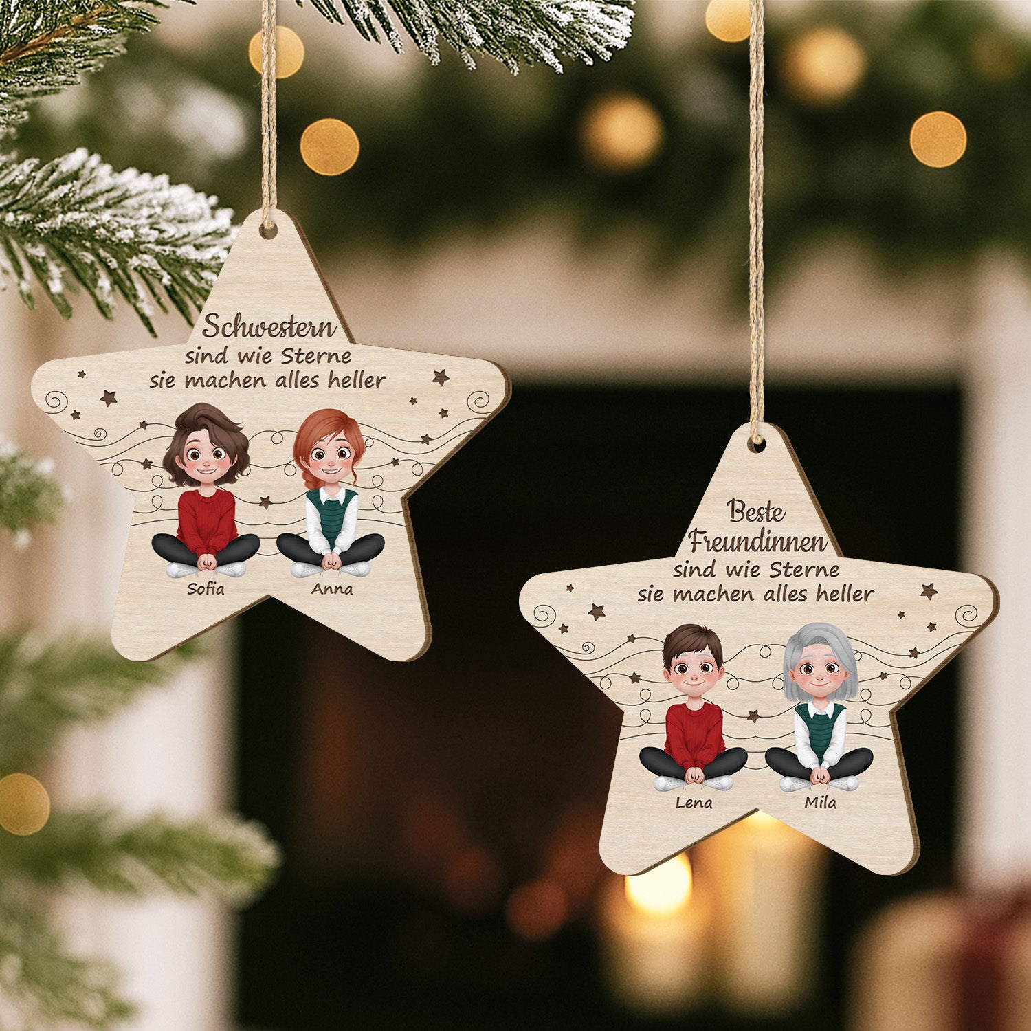 5546OGE2 schwestern sind wie sterne sie machen alles heller personalisierte 1 schicht holz ornamente geschwister 5546O8VZA