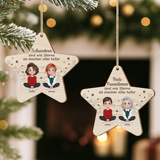 5546OGE2 schwestern sind wie sterne sie machen alles heller personalisierte 1 schicht holz ornamente geschwister 5546O8VZA