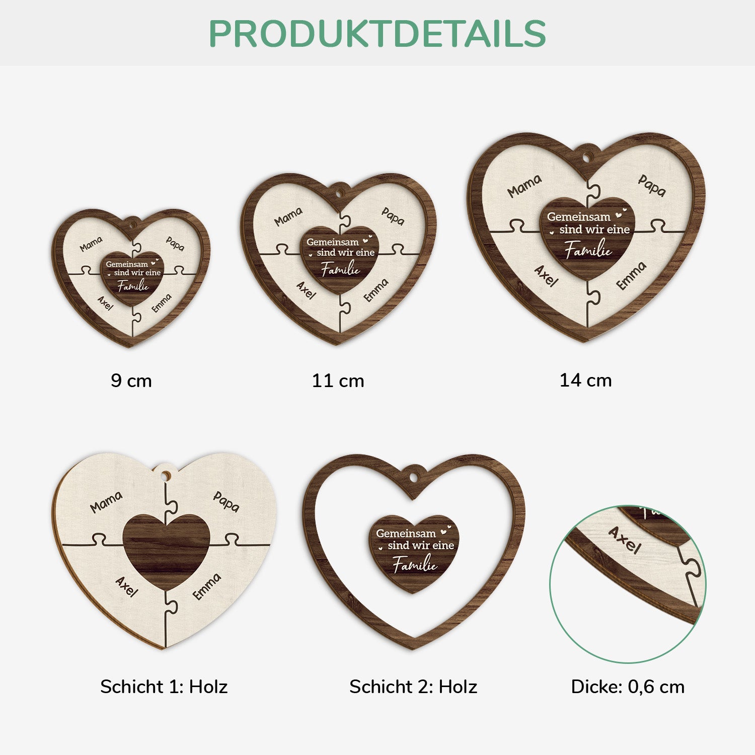 5547OGE3 wir sind eine familie puzzle personalisierte 2 schicht holz ornamente familie 5547O5QAI