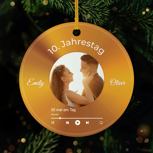 5549OGE1 10 jahrestag personalisierte keramik ornamente paar mit foto musik 5549O5U5G