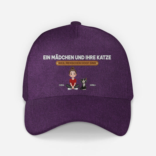 5552JGE1 ein madchen und ihre katze personalisierte kappen katzen 5552JTVND