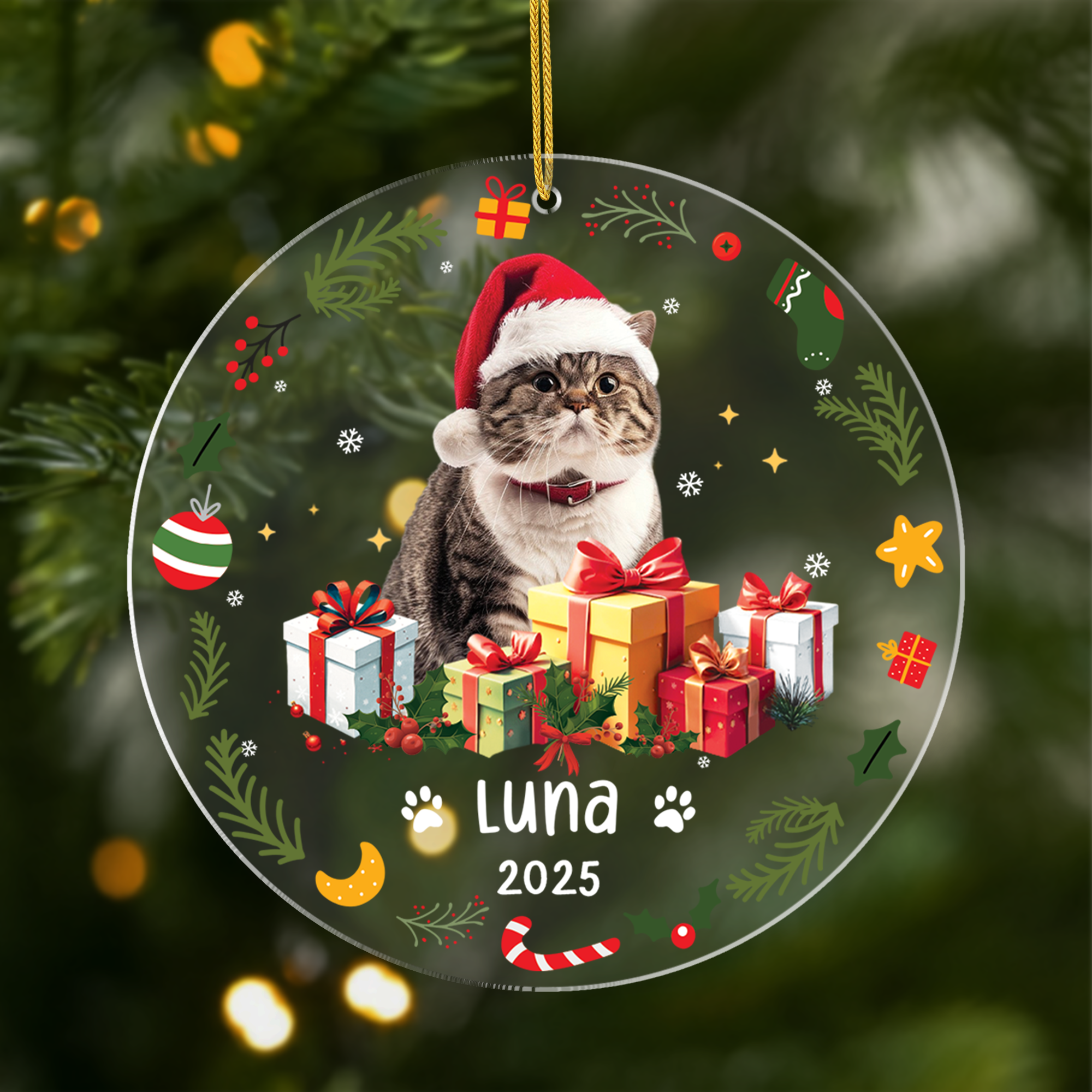 5571OGE1 katze mit foto personalisierter weihnachtsschmuck_ acryl 5571OKZ5D