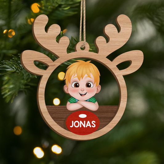 5593OGE1 rentier personalisierte 2 schicht holz ornamente kinder weihnachten 5593OKKZK