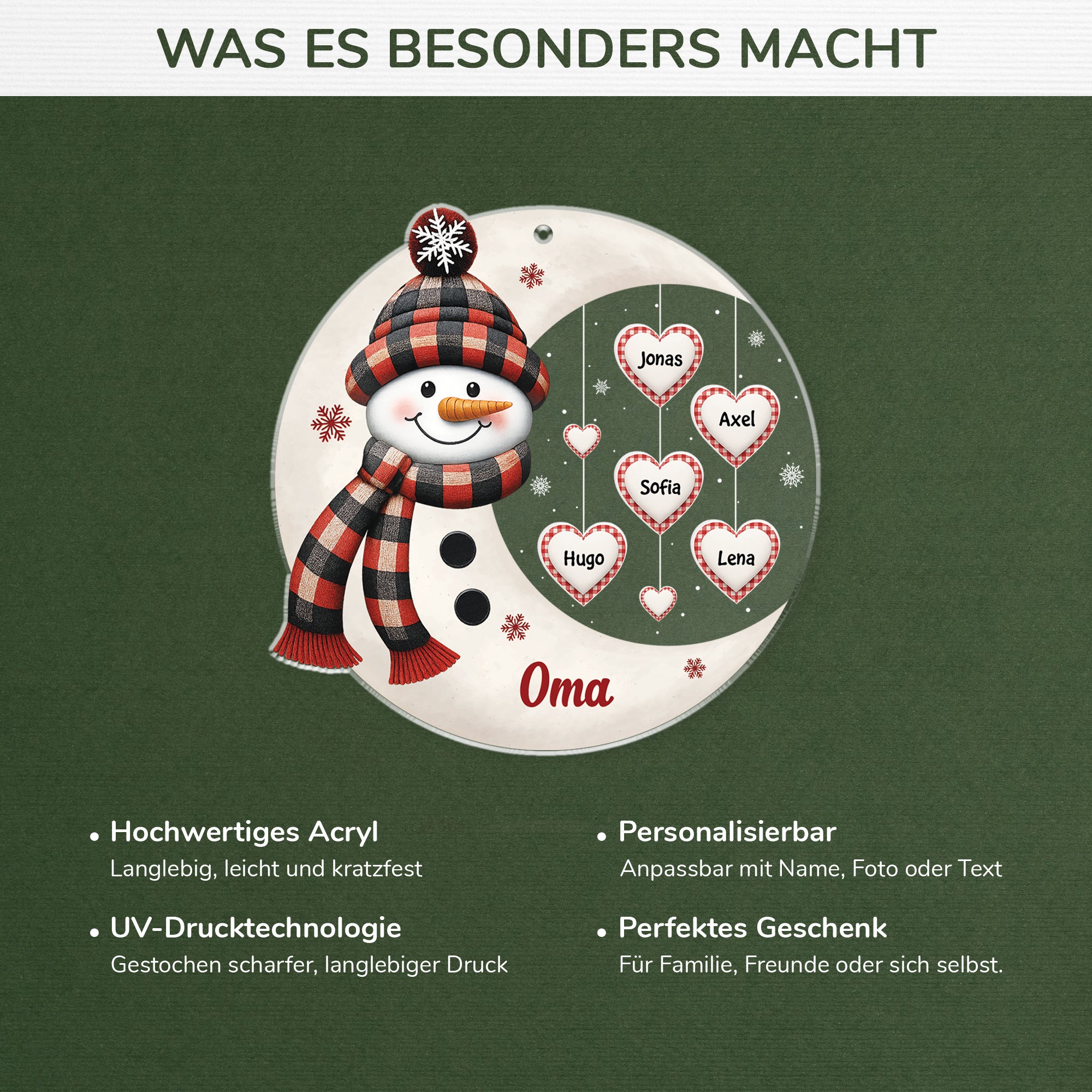 5599OGE4 schneemann personalisierte weihnachtsschmuck aus acryl oma mama 5599O8TZA