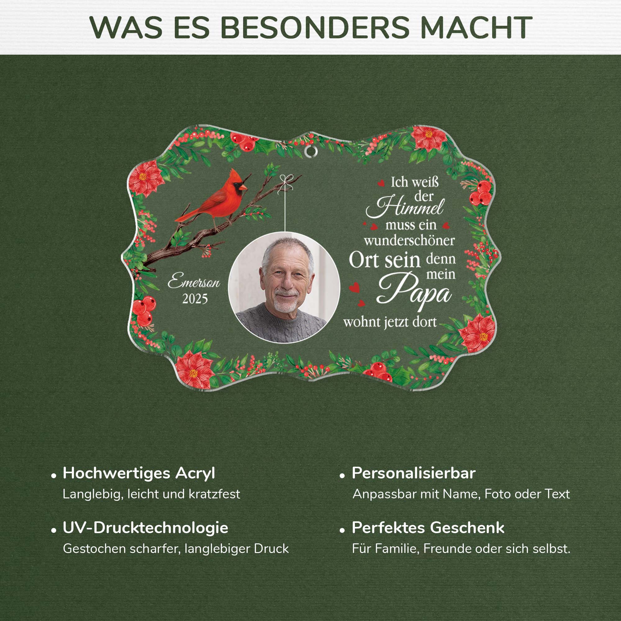 5603OGE4 der himmel ist wunderschon denn mein vater ist jetzt dort personalisierte acryl ornamente mit foto papa 5603O8VNB