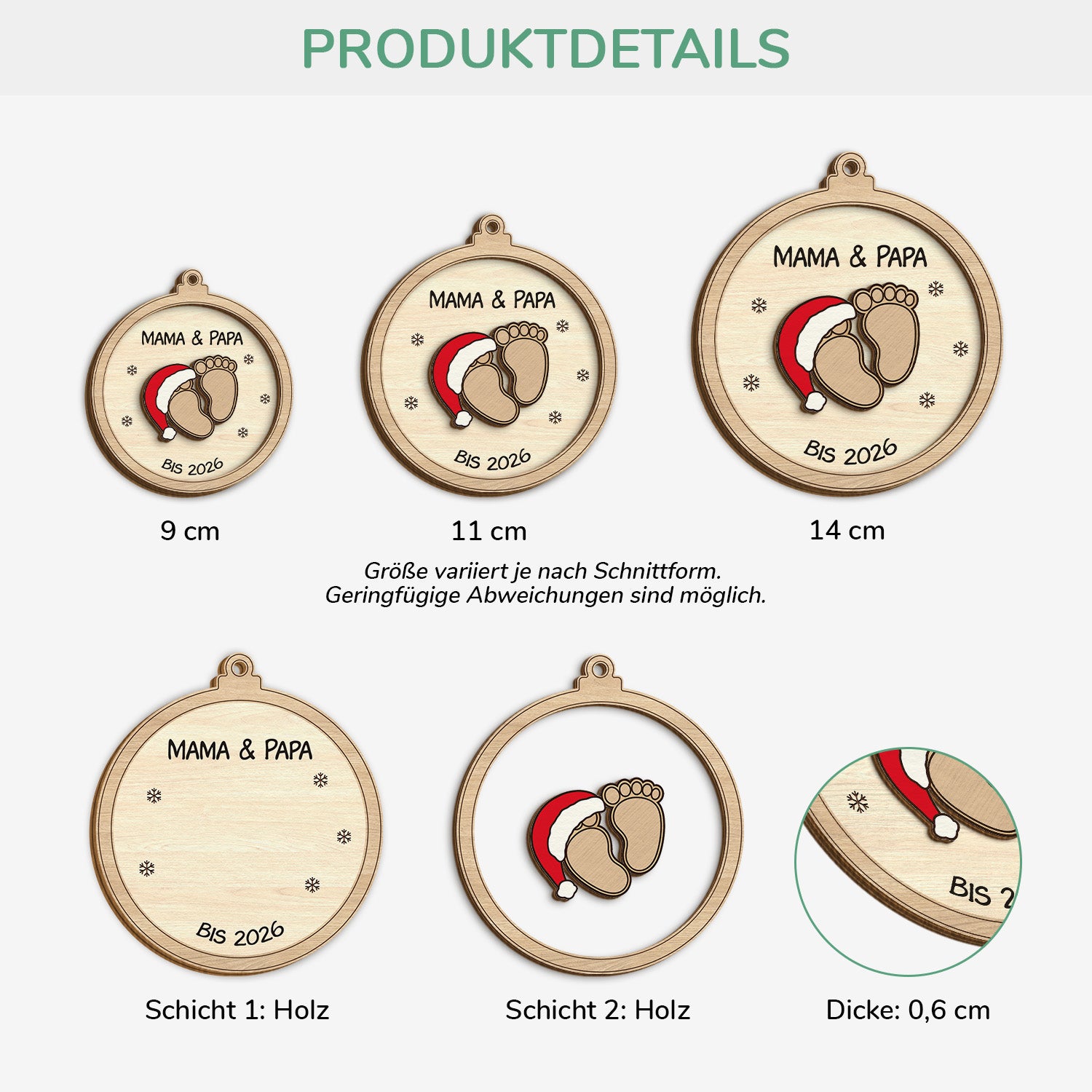 5612OGE3 fussabdruck baby bilder personalisierte 2 schicht holz ornamente werdende mama papa weihnachten 5612OKVCA