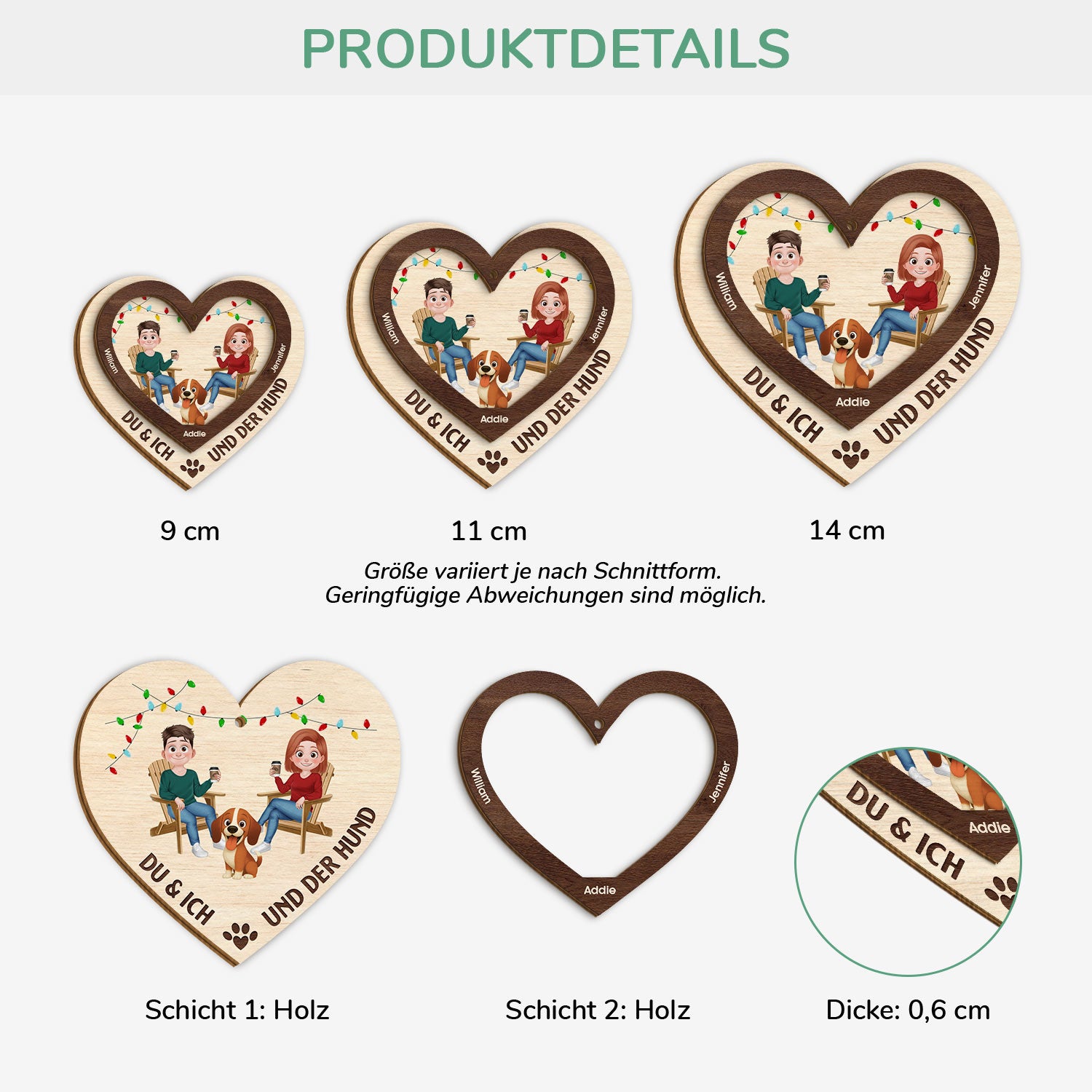 5620OGE3 du ich und die hunde personalisierte 2 schicht holz ornamente weihnachten paar 5620O8VAC