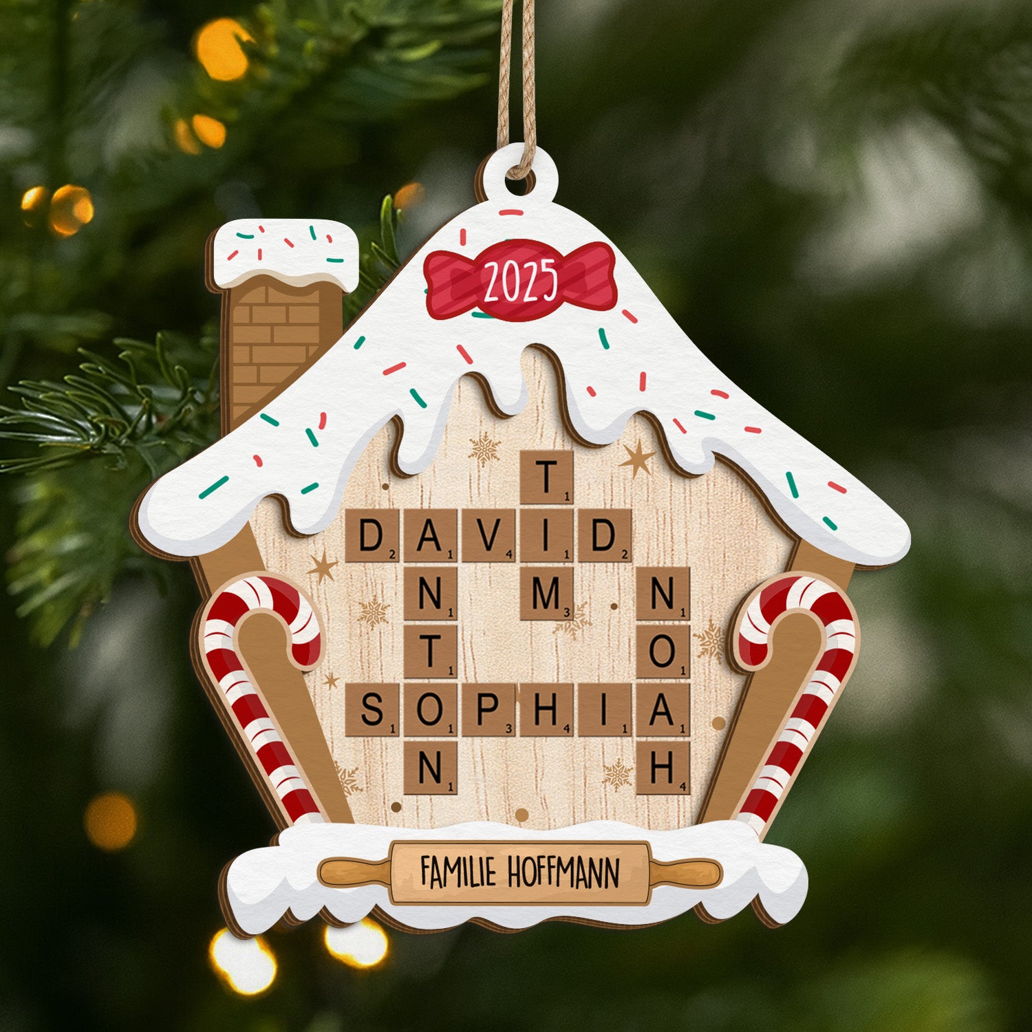 5625OGE1 die familie lebkuchenhaus personalisierte kreuzwortratsel 2 schicht holz ornamente 5625OKTQI