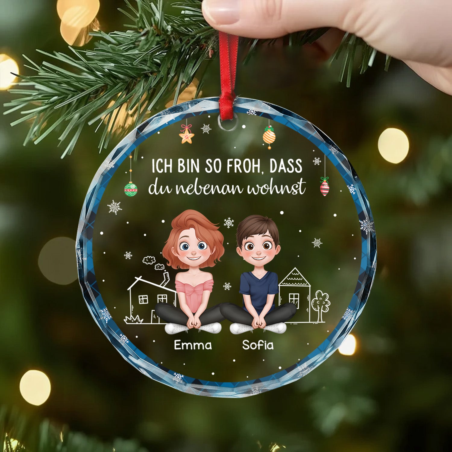 5626OGE2 ich bin so froh dass du nebenan wohnst personalisierter weihnachtsschmuck glas beste freundinnen 5626O8TMF