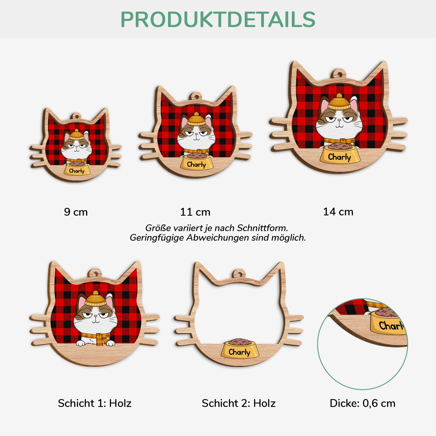 5629OGE3 katzen personalisierte 2 schicht holz ornamente weihnachten 5629O8UZD