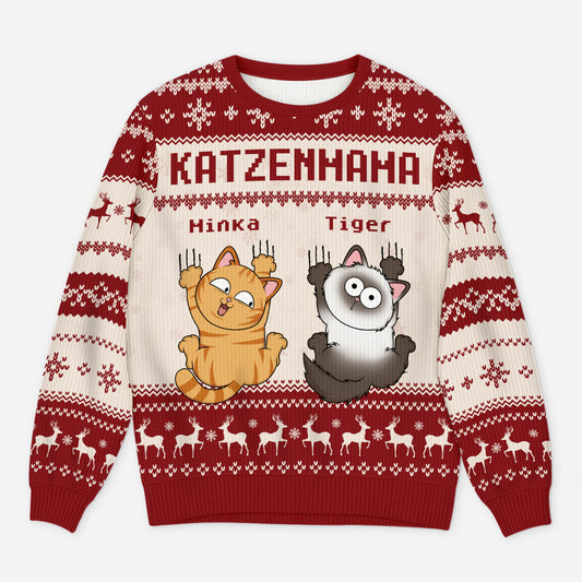 5640WGE1 katzenmama lustiger weihnachtspullover katze personalisiert_ 5640W8VND