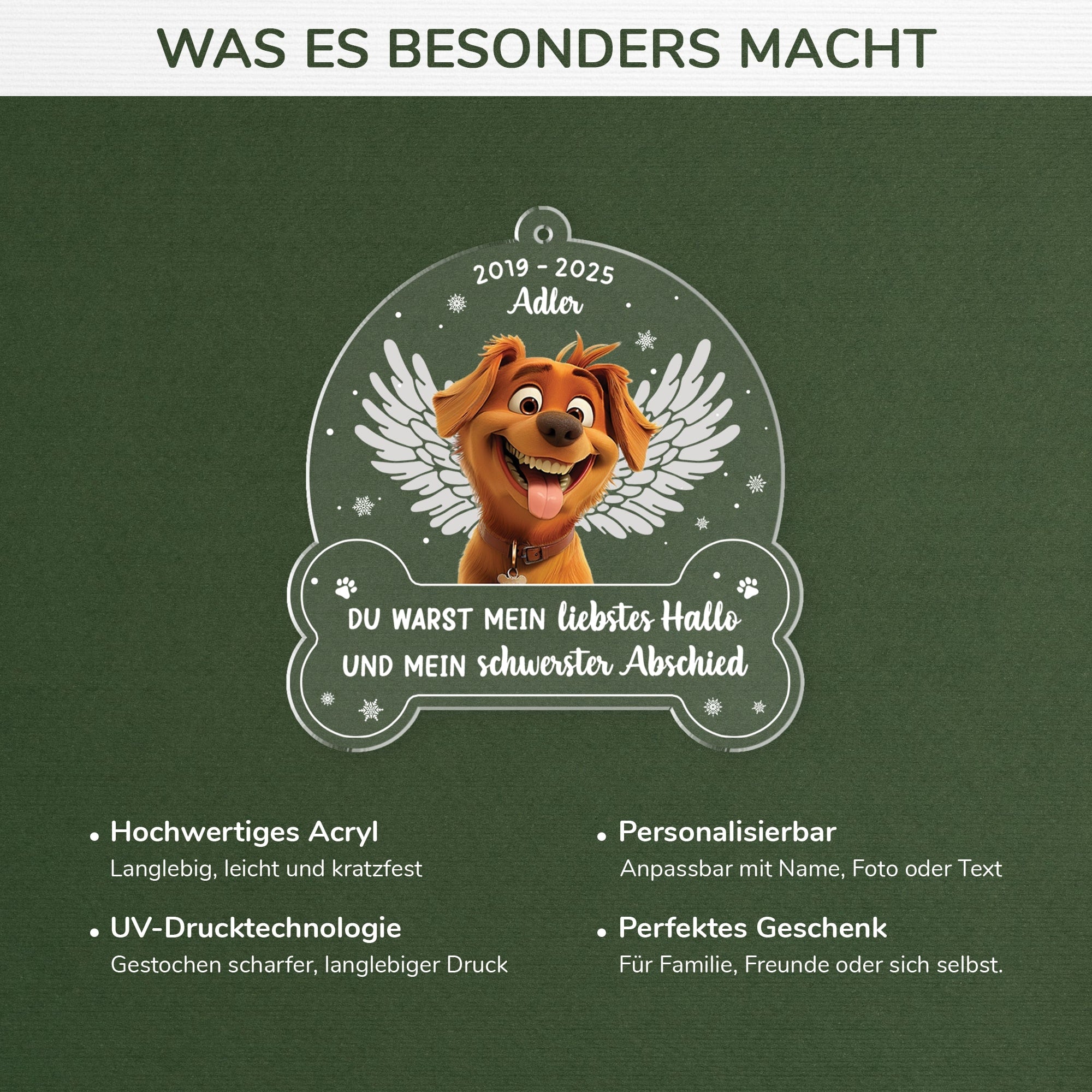 5647OGE4 liebstes hallo schwerster abschied personalisierte acryl ornamente hund mit foto zur erinnerung 5647OKYZC