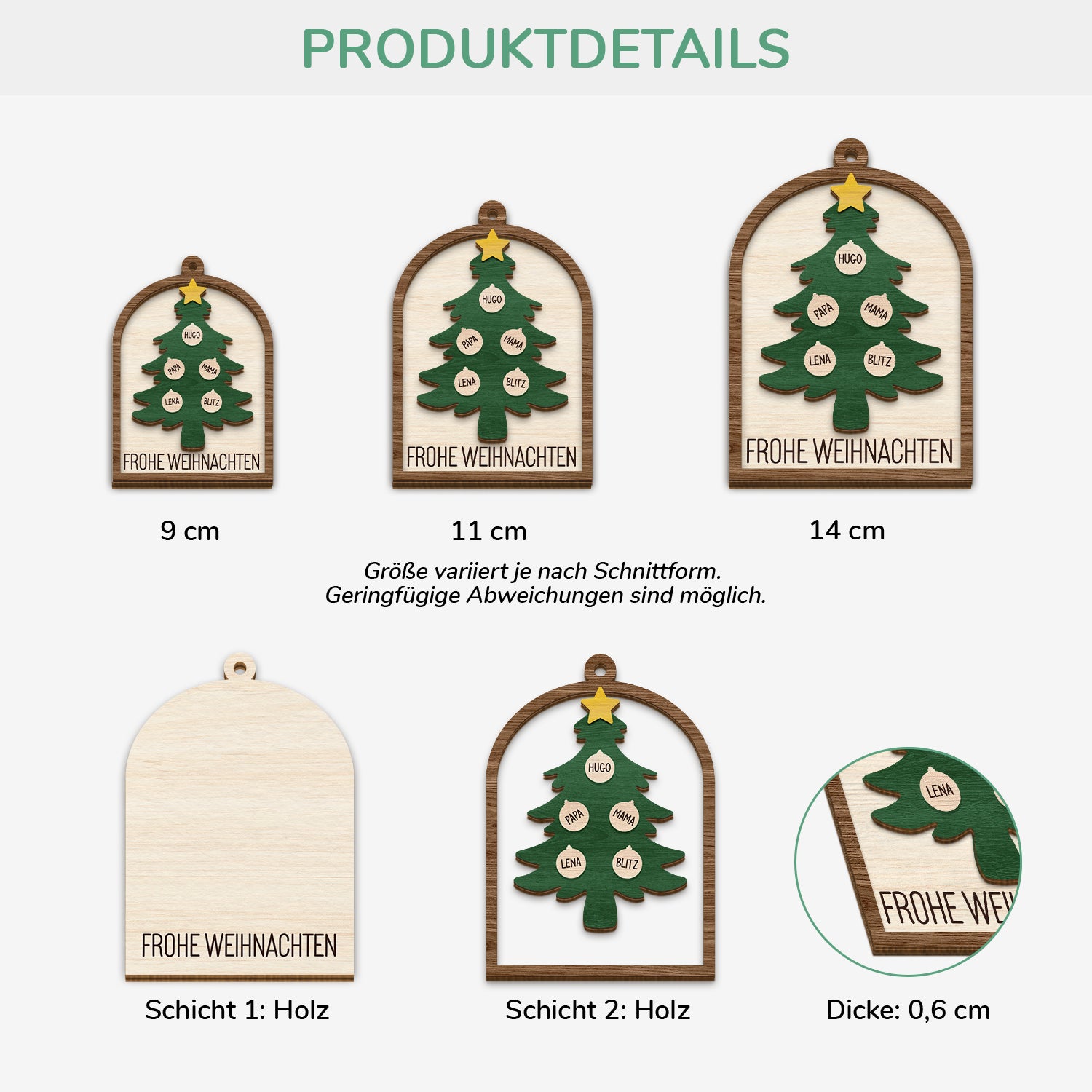 5654OGE3 frohe weihnachten personalisierte 2 schicht holz ornamente weihnachten familie 5654OKMZI