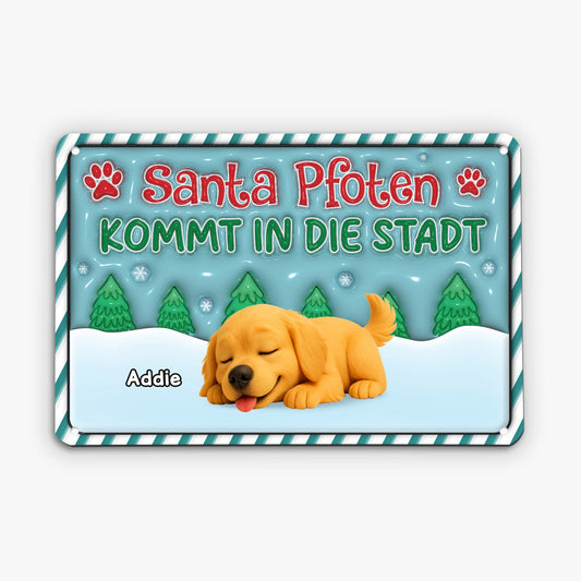 5656EGE1 santa pfoten kommt in die stadt turschild hund personalisiert_ weihnachten 5656ETYAC